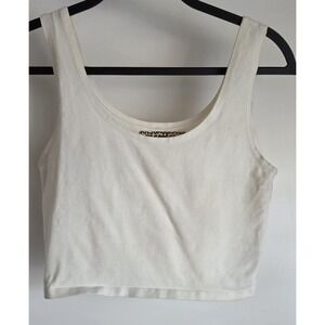 Groceries Apparel Tank Top Women L White Organic Cotton Sleeveless Casual Tee